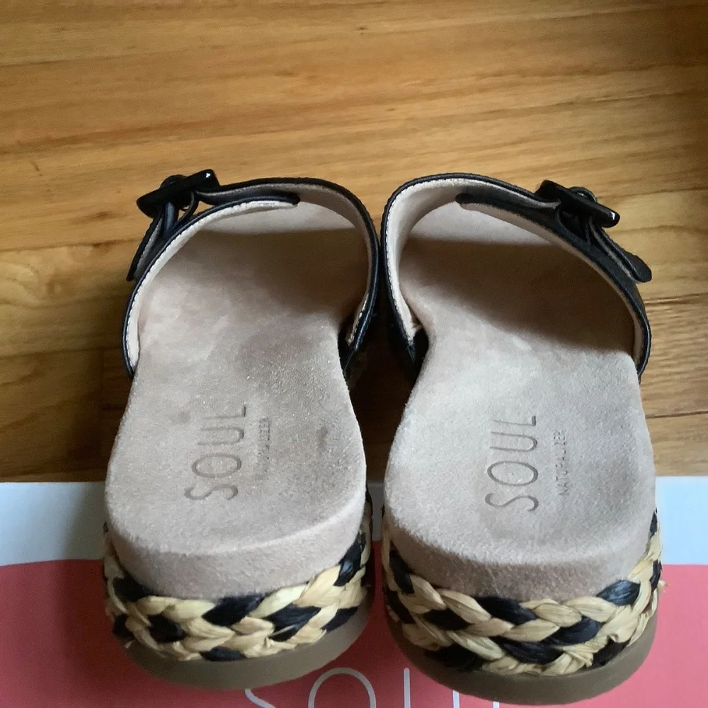 Soul Naturalizer Day Break Slide Sandal Black Raffia SZ 9